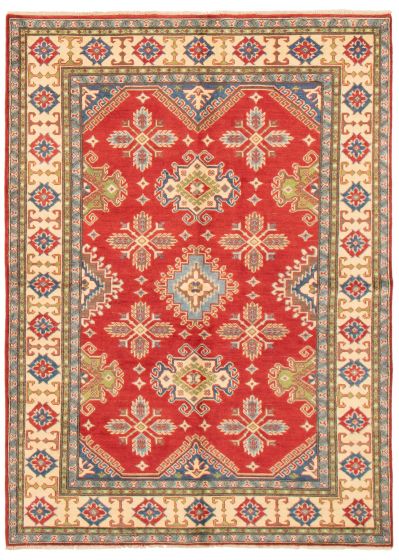 Bordered  Traditional Red Area rug 5x8 Afghan Hand-knotted 360252