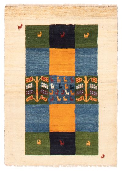 Gabbeh  Tribal Blue Area rug 3x5 Indian Hand-knotted 368921