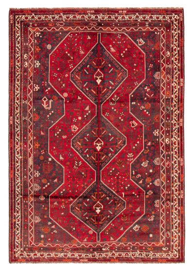 Bordered  Tribal Red Area rug 6x9 Turkish Hand-knotted 371962
