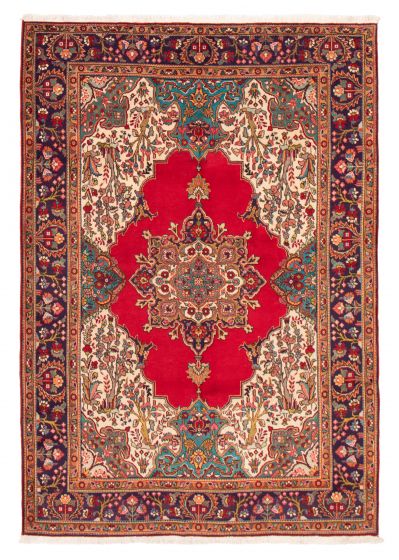 Bordered  Traditional Red Area rug 6x9 Turkish Hand-knotted 373172