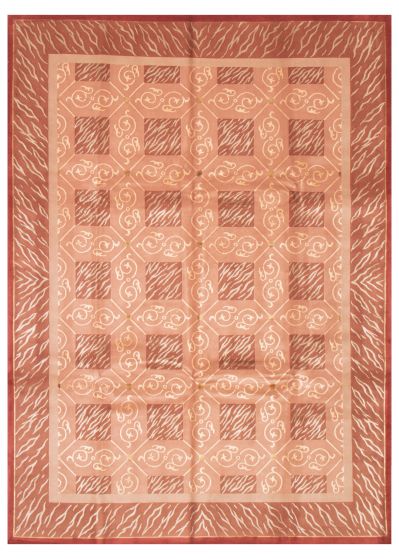 Bordered  Transitional Brown Area rug 9x12 Nepal Hand-knotted 374645