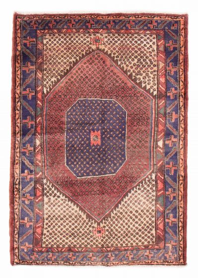 Bordered  Tribal Red Area rug 4x6 Turkish Hand-knotted 380480