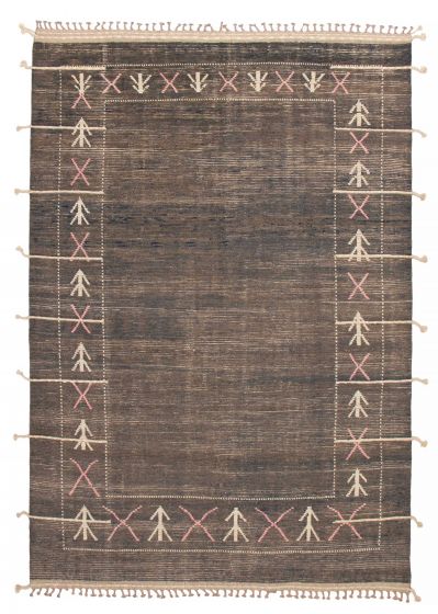 Carved Tribal Grey Area rug 9x12 Pakistani Hand-knotted 405971