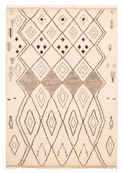 Moroccan  Tribal Ivory Area rug 9x12 Pakistani Hand-knotted 405973