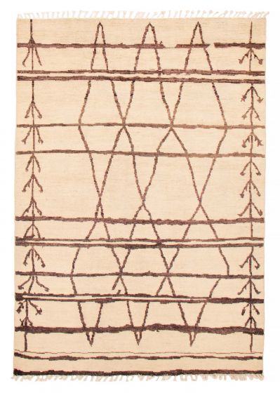 Moroccan  Tribal Ivory Area rug 5x8 Pakistani Hand-knotted 406008