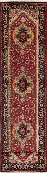Floral  Traditional Red Runner rug 12-ft-runner Indian Hand-knotted 227596