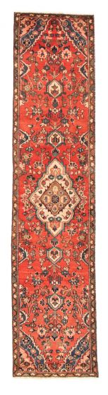 Bordered  Tribal Red Runner rug 10-ft-runner Persian Hand-knotted 352268