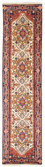 Bordered  Traditional Ivory Runner rug 10-ft-runner Indian Hand-knotted 377376
