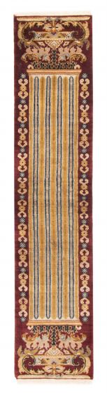Bordered  Traditional Red Runner rug 6-ft-runner Indian Hand-knotted 379989