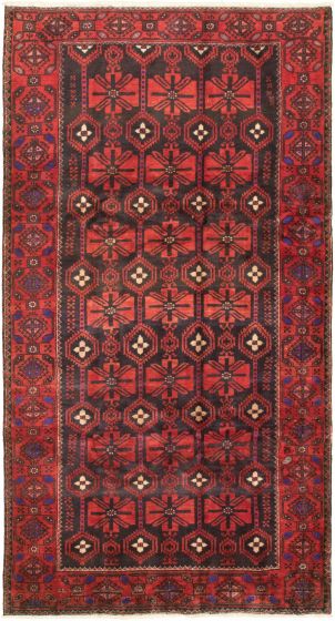 Bordered  Tribal Red Area rug 5x8 Turkish Hand-knotted 320128