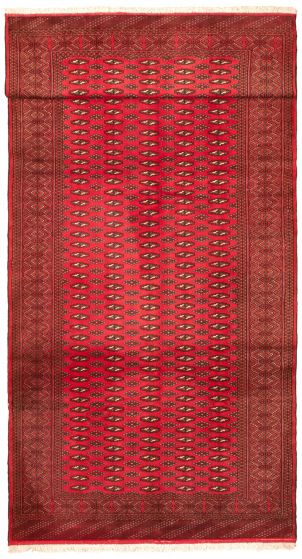 Bordered  Tribal Red Runner rug 13-ft-runner Turkmenistan Hand-knotted 333406