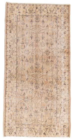 Bordered  Vintage Brown Area rug 3x5 Turkish Hand-knotted 363456