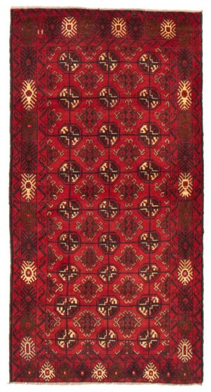 Tribal Red Area rug 4x6 Afghan Hand-knotted 367564
