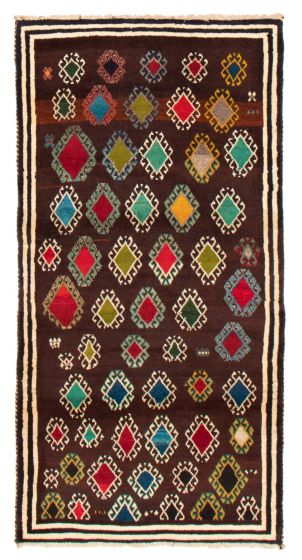 Gabbeh  Tribal Brown Area rug Unique Persian Hand-knotted 372079
