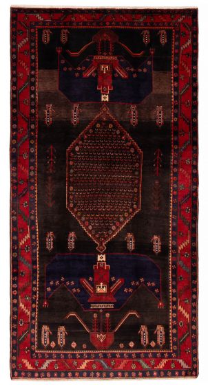 Geometric  Tribal Black Area rug Unique Turkish Hand-knotted 394186