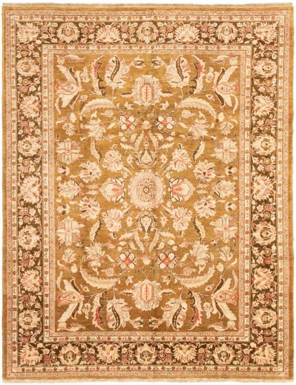 Bordered  Traditional Green Area rug 9x12 Afghan Hand-knotted 306774