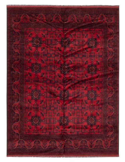 Bordered  Tribal Red Area rug 5x8 Afghan Hand-knotted 325880
