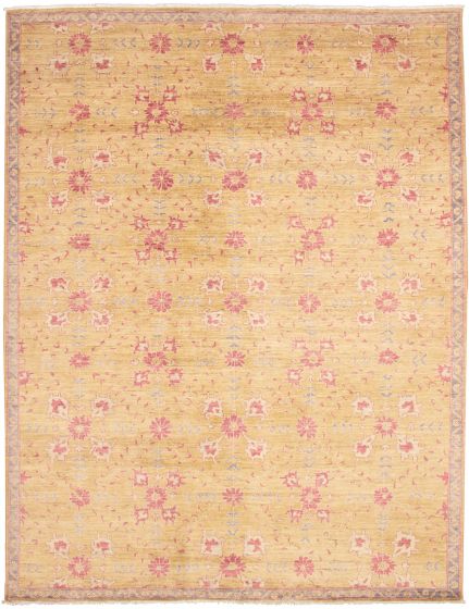Bordered  Transitional Green Area rug 9x12 Pakistani Hand-knotted 338873