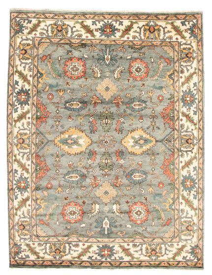 Bordered  Traditional Blue Area rug 9x12 Indian Hand-knotted 344170