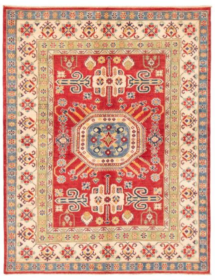 Bordered  Traditional Red Area rug 5x8 Afghan Hand-knotted 360261