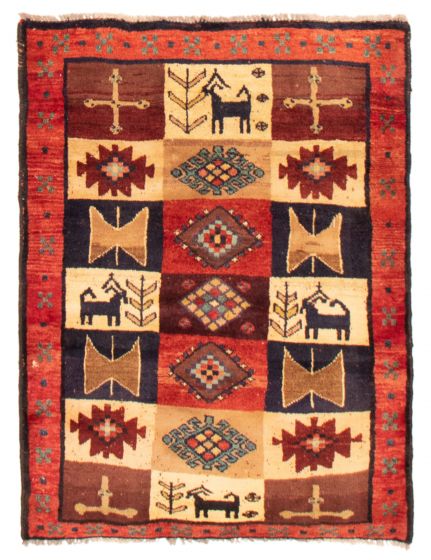 Gabbeh  Tribal Ivory Area rug 3x5 Persian Hand-knotted 372082