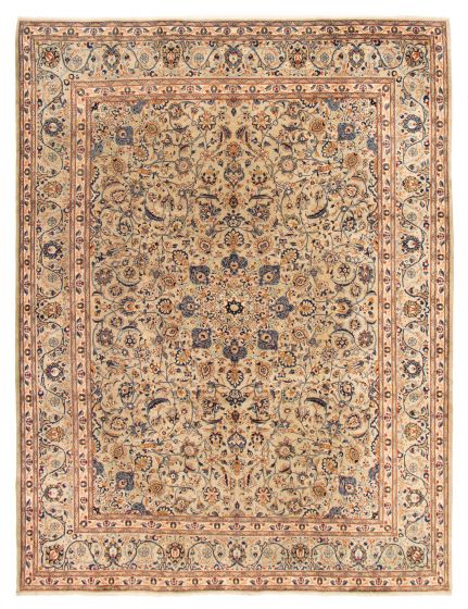 Bordered  Traditional Yellow Area rug 9x12 Turkish Hand-knotted 372529
