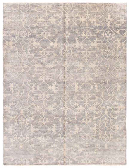 Transitional Grey Area rug 9x12 Indian Hand-knotted 378884
