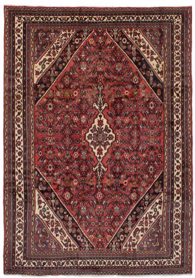 Bordered  Traditional Red Area rug 6x9 Persian Hand-knotted 251817