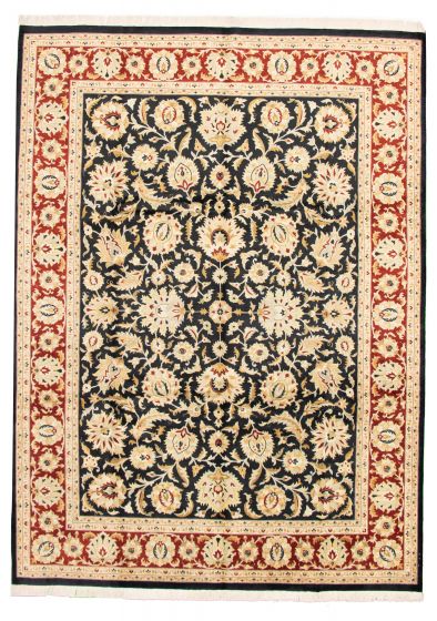 Bordered  Traditional Black Area rug 9x12 Pakistani Hand-knotted 317802