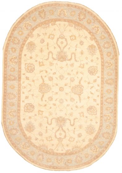 Bordered  Traditional Ivory Area rug 6x9 Pakistani Hand-knotted 319605