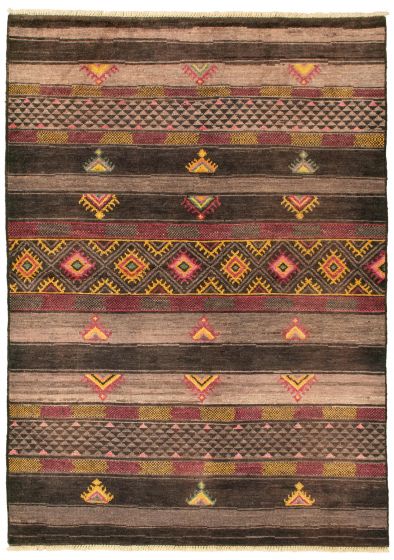 Moroccan  Tribal Black Area rug 5x8 Indian Hand-knotted 338375