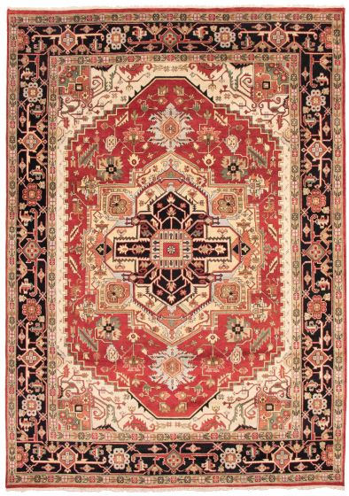 Bordered  Traditional Red Area rug 10x14 Indian Hand-knotted 340756