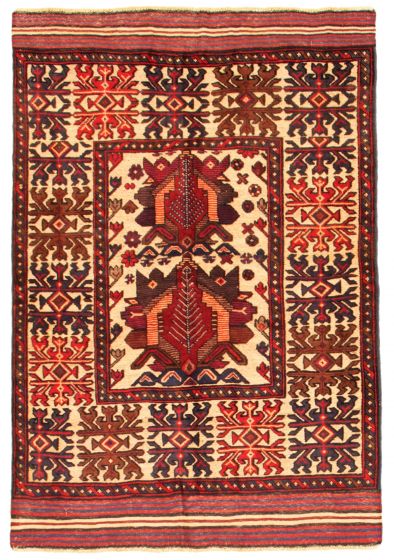 Bordered  Tribal Red Area rug 3x5 Afghan Hand-knotted 342625