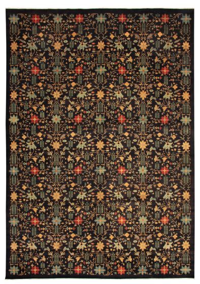 Casual  Traditional Black Area rug Unique Pakistani Hand-knotted 345238