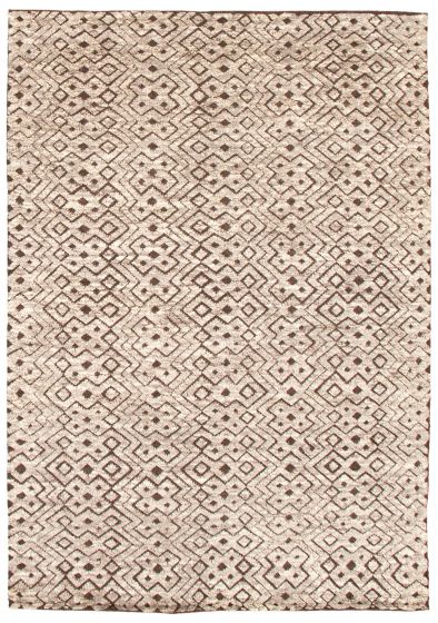 Carved  Transitional Grey Area rug 5x8 Indian Hand-knotted 345578