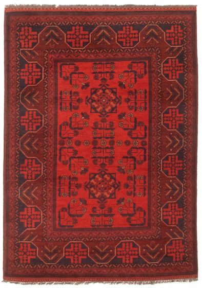 Bordered  Traditional Red Area rug 3x5 Afghan Hand-knotted 348043
