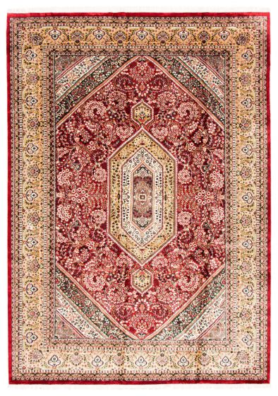 Bordered  Traditional Red Area rug 9x12 Indian Hand-knotted 348894
