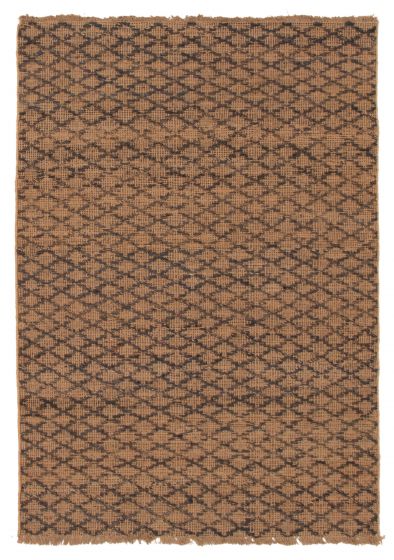 Flat-weaves & Kilims  Transitional Brown Area rug 5x8 Indian Flat-Weave 350816