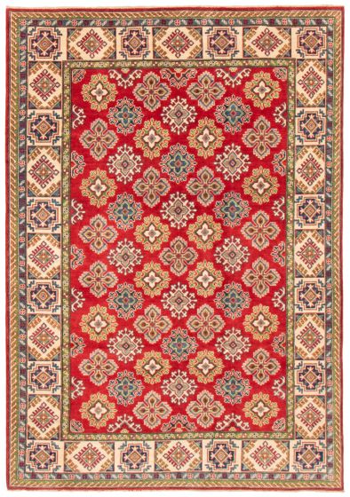 Bordered  Traditional Red Area rug 5x8 Afghan Hand-knotted 361360