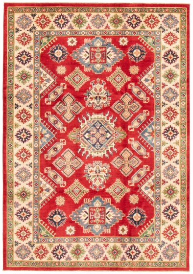 Bordered  Traditional Red Area rug 6x9 Afghan Hand-knotted 364394