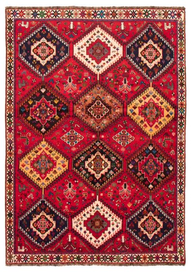 Bordered  Traditional Red Area rug 6x9 Turkish Hand-knotted 369094