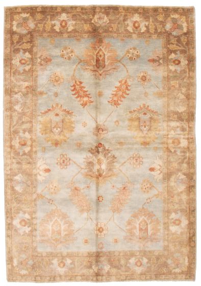 Bordered  Traditional Blue Area rug 5x8 Pakistani Hand-knotted 374047