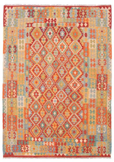 Flat-weaves & Kilims  Geometric Red Area rug 6x9 Turkish Flat-Weave 374442
