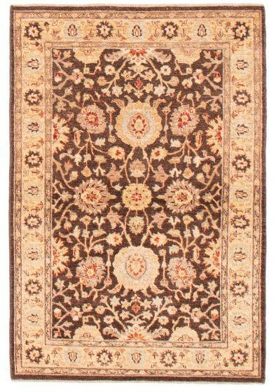 Bordered  Traditional Brown Area rug 3x5 Afghan Hand-knotted 374946