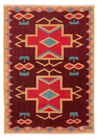 Flat-weaves & Kilims  Geometric Red Area rug 4x6 Turkish Flat-Weave 387679
