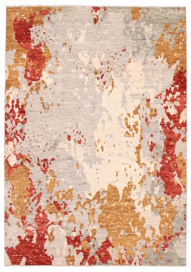Modern Grey Area rug 10x14 Indian Hand-knotted 388855