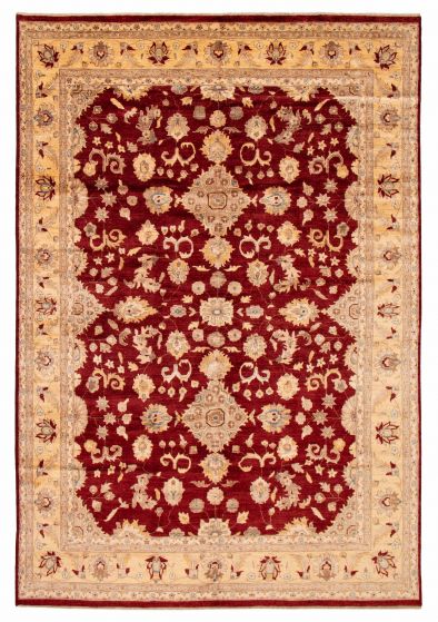 Bordered  Traditional Red Area rug 10x14 Afghan Hand-knotted 391888