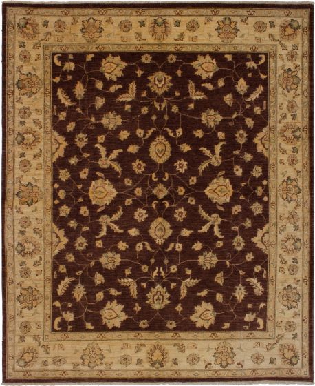 Bordered  Traditional Brown Area rug 6x9 Afghan Hand-knotted 268336