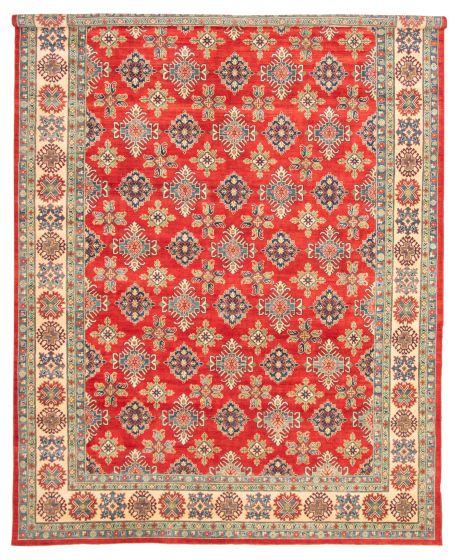 Bordered  Traditional Red Area rug 10x14 Afghan Hand-knotted 314792