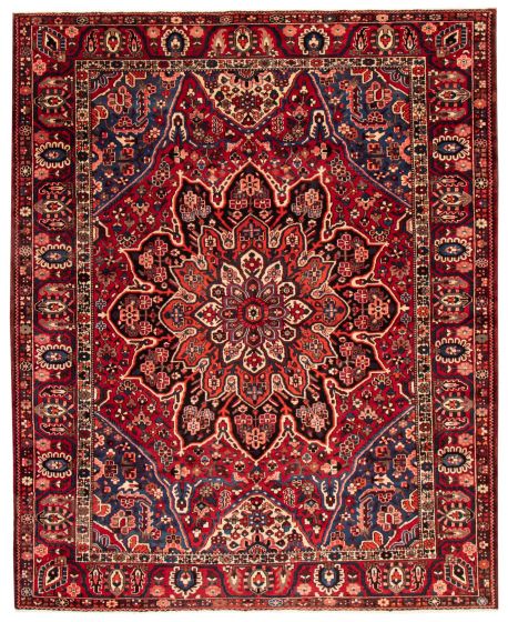 Bordered  Traditional Red Area rug 9x12 Persian Hand-knotted 366405
